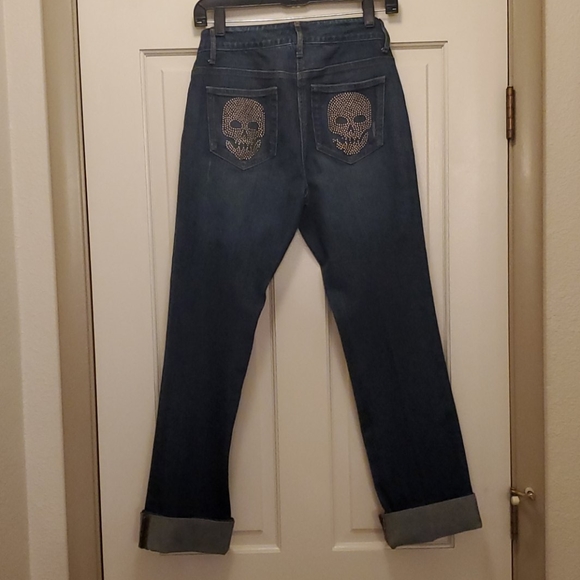 Inc Skull 💀 Embellished Cuffed Jean - Picture 2 of 8